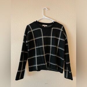Madewell Black Windowpane Crewneck Sweater